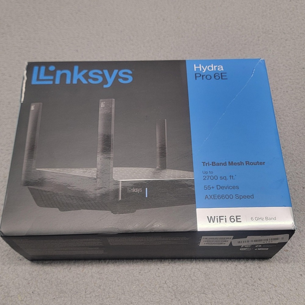 Linksys Hydra Pro 6E Tri-Band Mesh WiFi 6E AXE6600 Router Black MR7500